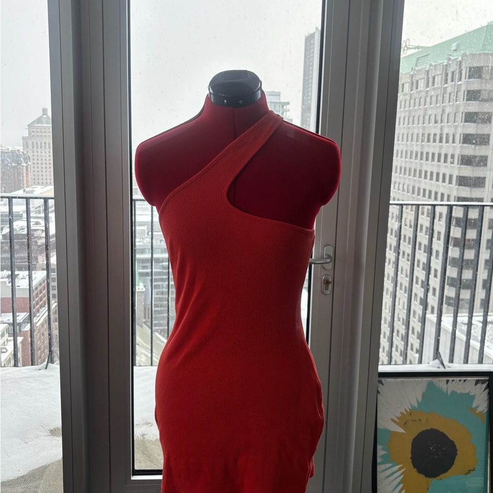 Lamarque Scarlet One-Shoulder Bodycon Dress